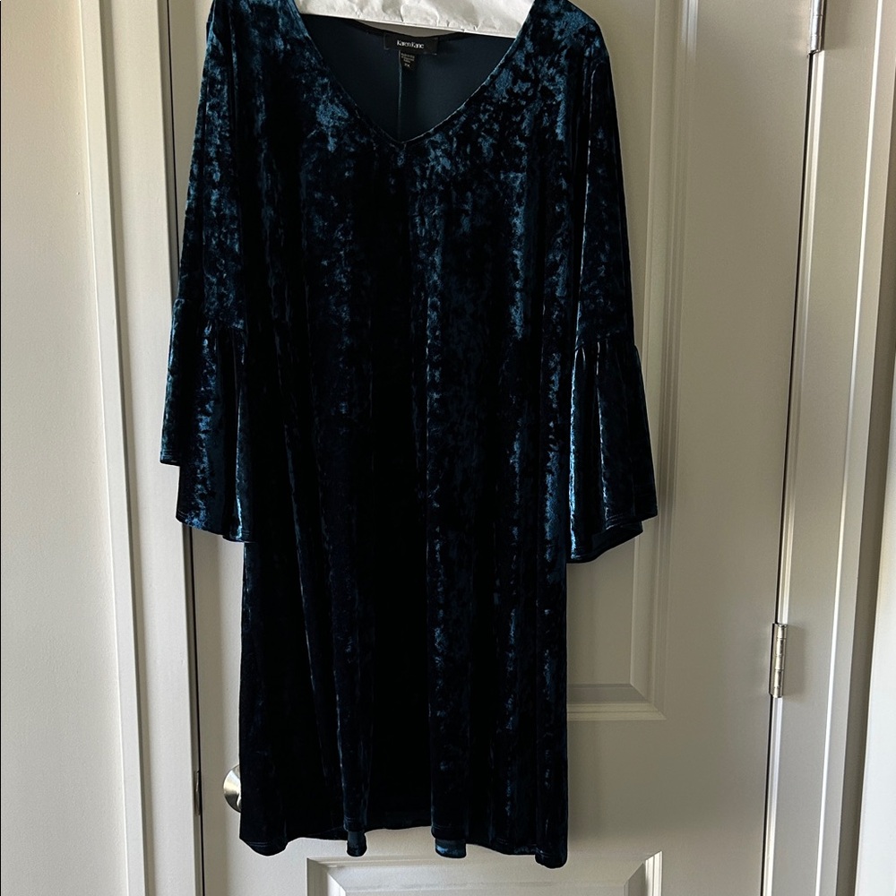 Karen Kane Blue Velvet Midi Dress - Picture 2 of 4
